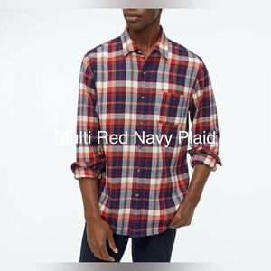 J.Crew factory slim flannel Men's Multi Red Navy Plaid cotton Shirt size small
